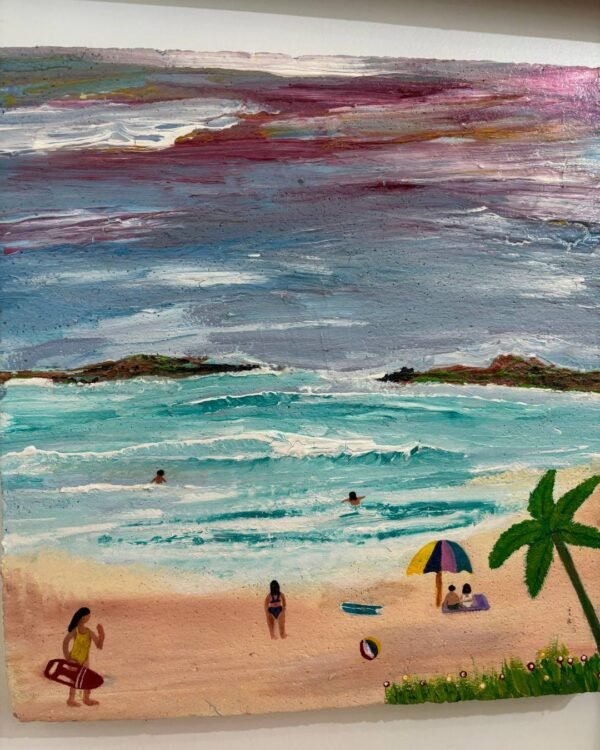 Photo of a our painting called Coastal Beach Scene Painting made by Diego Artist of Nosara Surf Gallery