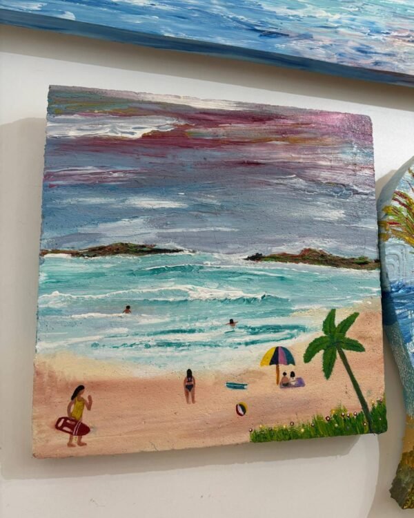 Photo of a our painting called Coastal Beach Scene Painting made by Diego Artist of Nosara Surf Gallery