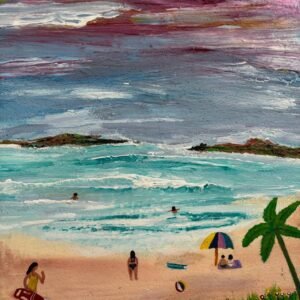 Photo of a our painting called Coastal Beach Scene Painting made by Diego Artist of Nosara Surf Gallery