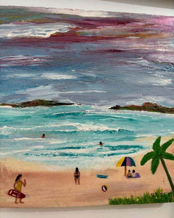 Photo of a our painting called Coastal Beach Scene Painting made by Diego Artist of Nosara Surf Gallery